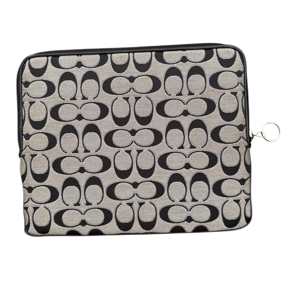 Coach Poppy Black and Gray tablet or iPad Bag with Monogram Pattern - Picture 3 of 11